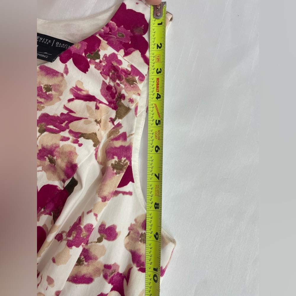White House Black Market Womens Pink and Cream Floral Midi Dress Size 8 - Picture 10 of 12